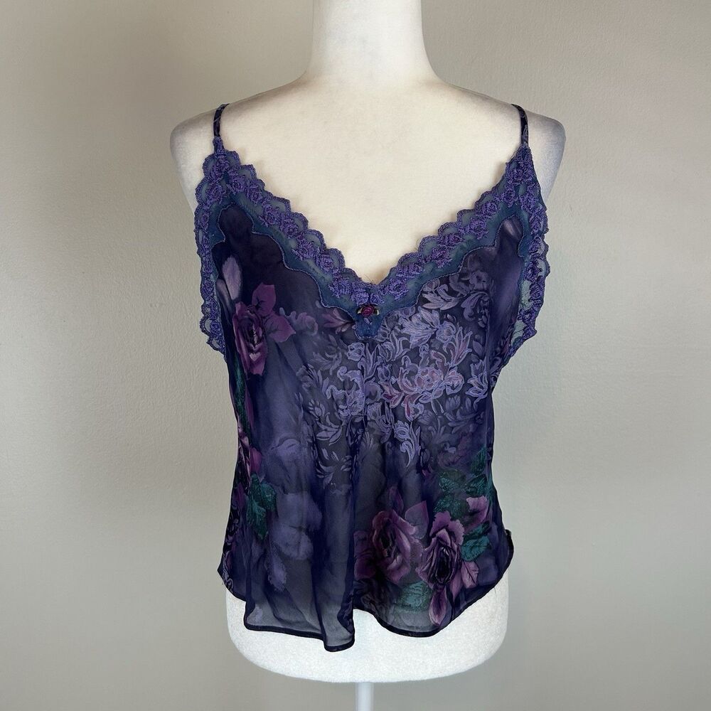 Cami Tank Top Floral Lace Fairy Eclectic Sheer Whimsy Cottage Prairie Boho